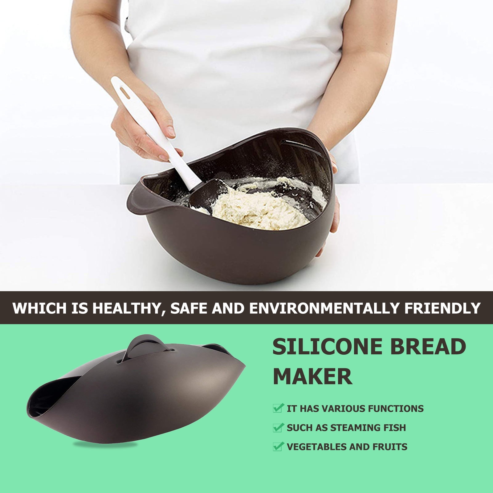 Aousin Silicone Bread Maker, Folding Bread Baking Pan Microwave Vegetable Steamer Pans Heat Resistant Reusable,Black 2Pack, Size: 2pcs
