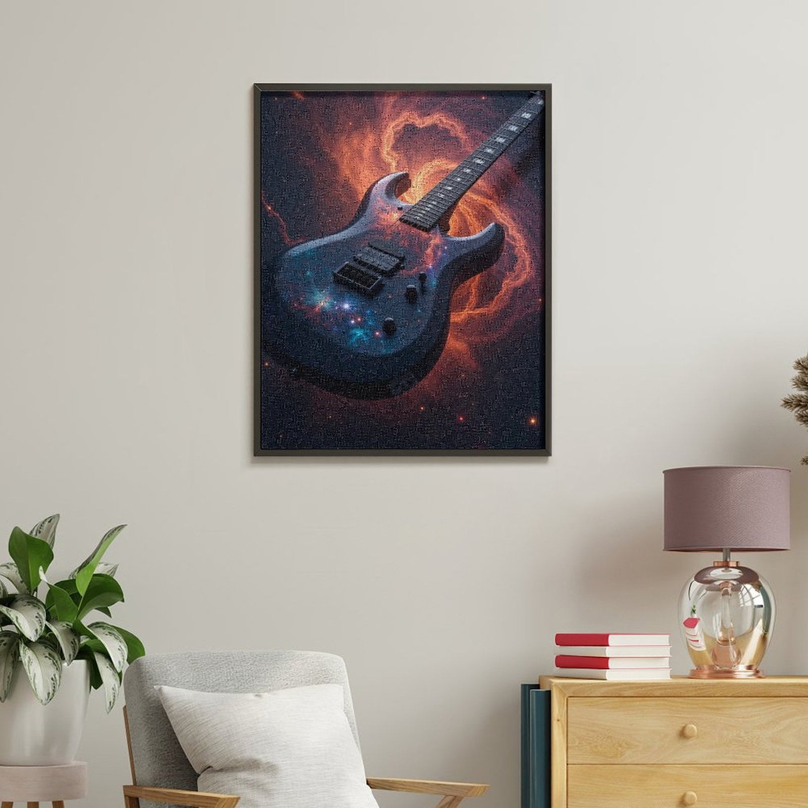 Paint By Numbers Kit for Adults Beginner - Guitar Cosmic Design DIY Canvas Painting Kits for Adults, Frameless Paint By Number for Adults for Home Wall Decor 16x20 Inch