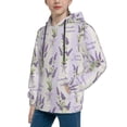thumbnail image 2 of Salouo Lavender Flowers Pattern Hoodie Sweatshirt for Youth, Fall Pullover Hoodie Sweatshirt Long-Sleeve Pullover Hooded Sweatshirt-Medium, 2 of 6
