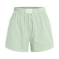 thumbnail image 4 of vigerkar Women Stripe Boxer Shorts Casual Shorts Elastic Waist Shorts Summer Going Out Shorts Green, S, 4 of 5