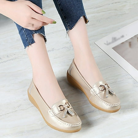 

Moccasin Flat Shoes For Women Soft Sole Casual Sandal Leather Breathable Comfortable Shoes