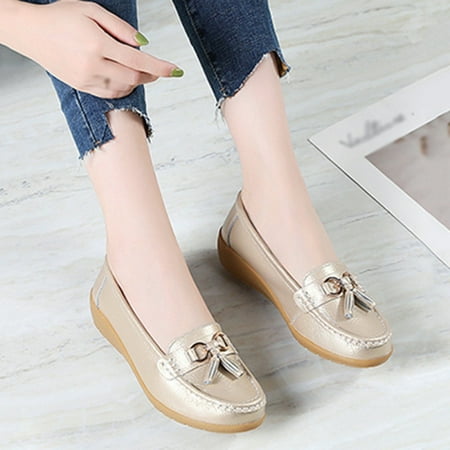 

Moccasin Flat Shoes For Women Soft Sole Casual Sandal Leather Breathable Comfortable Shoes