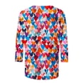 thumbnail image 5 of Penkiiy Chemises de la Saint-Valentin pour Femmes Manches 3/4 Col Rond Blouses Décontractées Imprimé Mignon Tuniques Tops 2025 TG Multicolore, 5 of 5