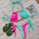thumbnail image 2 of Trajes de Baño de Bikini de Mujer de Color Sólido Sexy de Moda Dividido con Pantalones, Nylon de Corte Alto para la Piscina de Playa Y las Vacaciones de Verano, 2 of 9