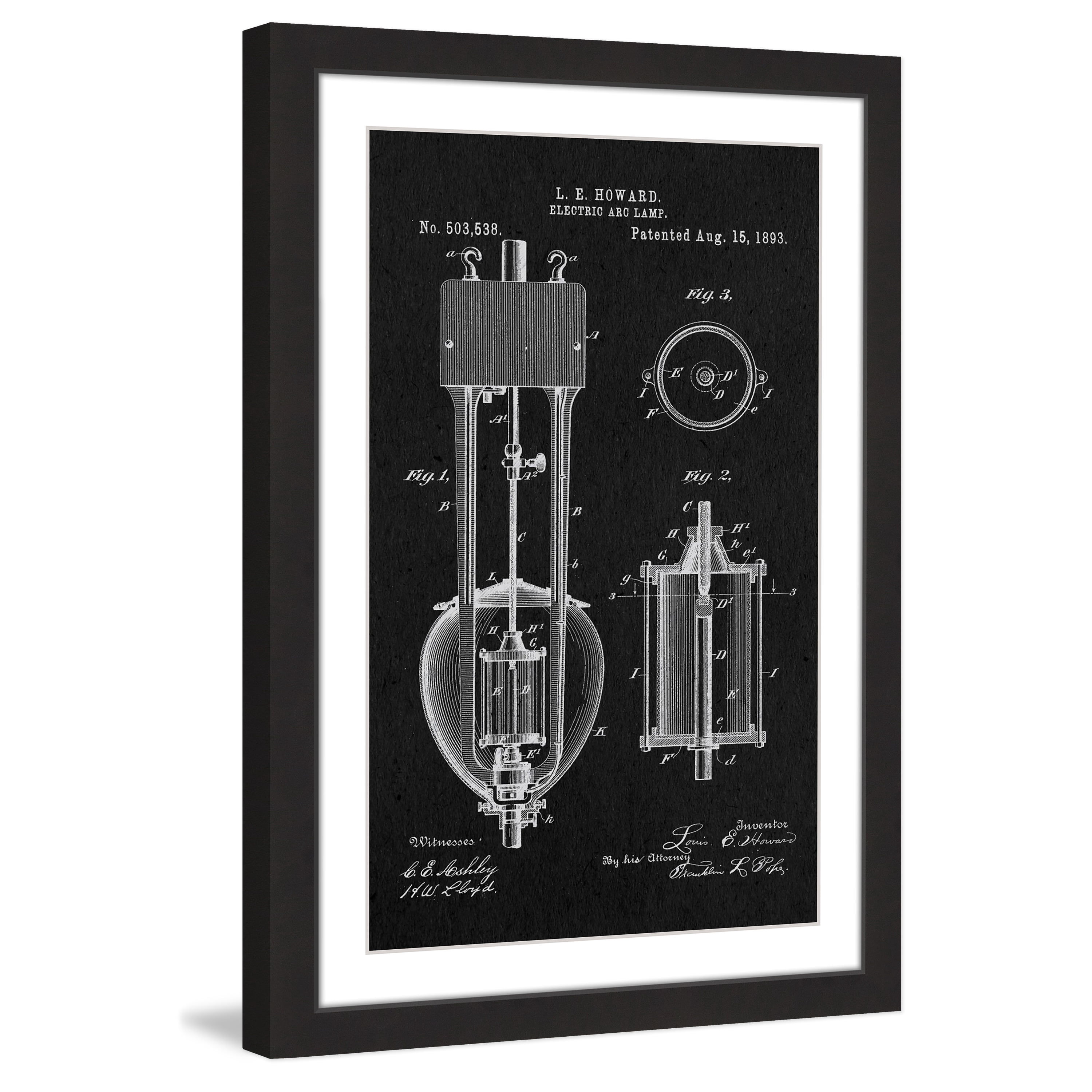 "Arc Lamp 2 1893 Black Paper" Framed Painting Print