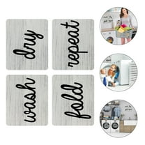 UNOMOR 4pcs Decorative Laundry Sign Farmhouse Wall Art For Laundry For Home Hotel Shop Decor
