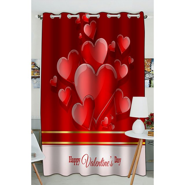 Tarjeta Feliz Día de San Valentín ABPHQTO con corazón cortina de ventana 130x210 cm