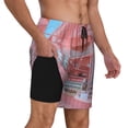 thumbnail image 2 of Vsdgher Pastel Pink Beach Cafe for Mens Swim Trunks with Compression Liner Swim Shorts Swim Suits Board Shorts-Medium, 2 of 6