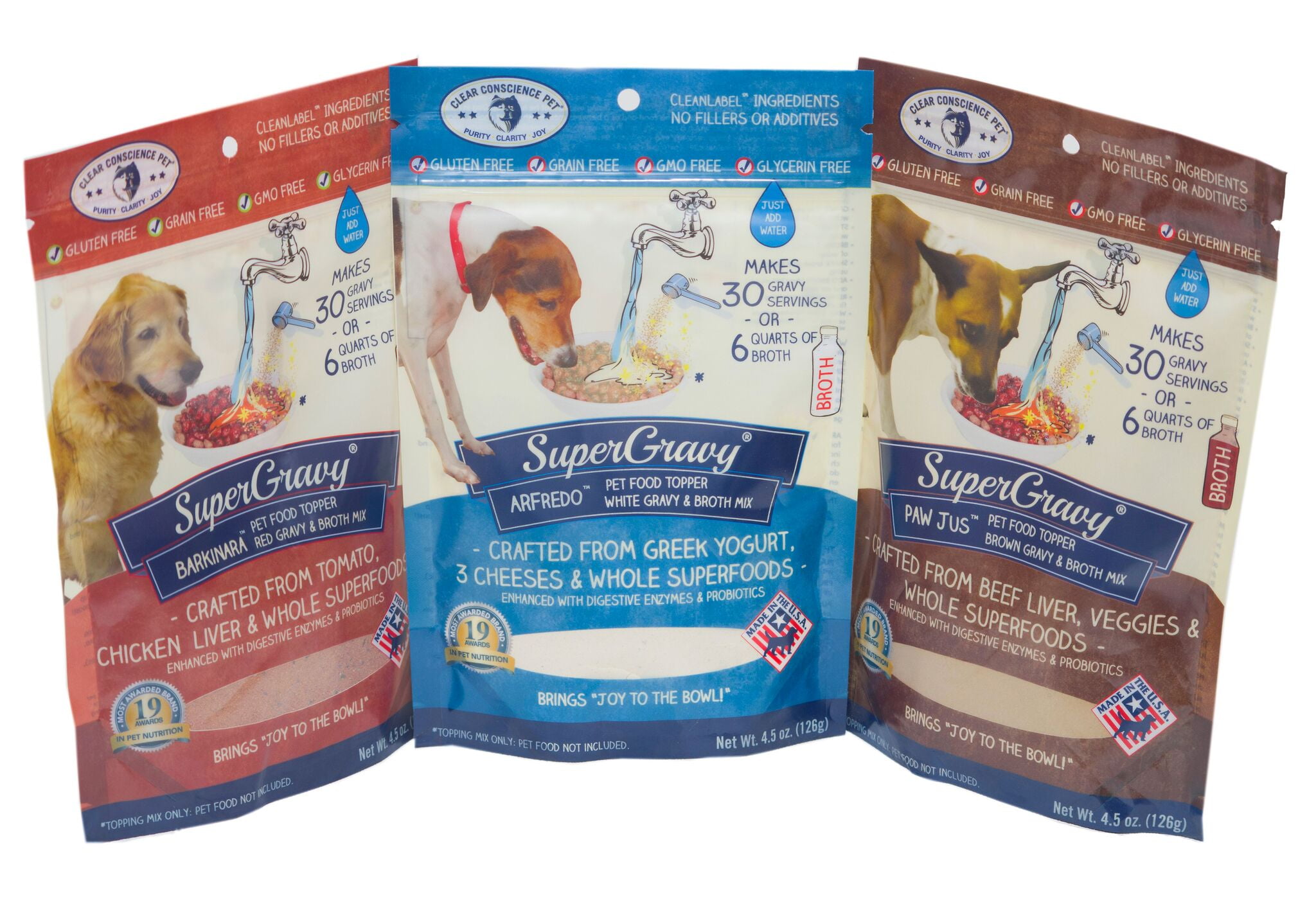 Clear Conscience Pet SuperGravy Natural Dog Food Gravy Topper Bundle, 3