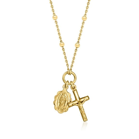 Ross-Simons Italian 18kt Gold Over Sterling Religious Charm Necklace, Women's, Adult