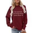 thumbnail image 5 of Weikingp Women's I'M Cold Graphic Sweatshirt Oversized Sweatshirt Plain Crewneck Sweatshirts Mother Sweatshirt Loose Casual Long Sleeve Pullover Fall Winter Tops Red S, 5 of 6