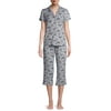 Gloria Vanderbilt Women's and Women's Plus Lush Knit Notch Collar 2-Piece Pajama Set