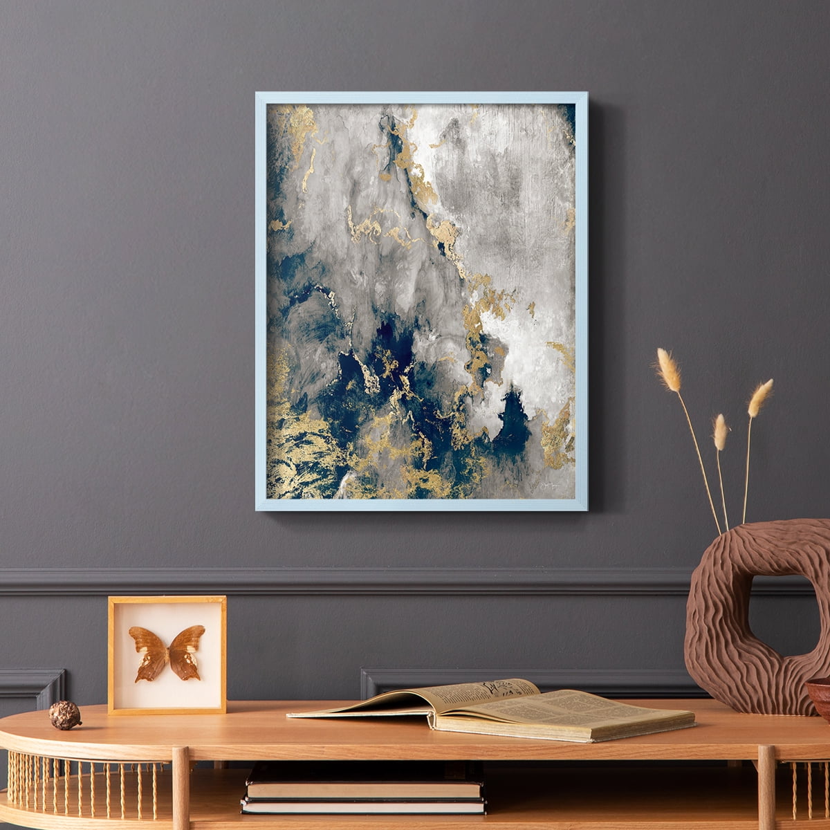 Hudson Path in Blue Solid Wood 11 x 14 Framed Print