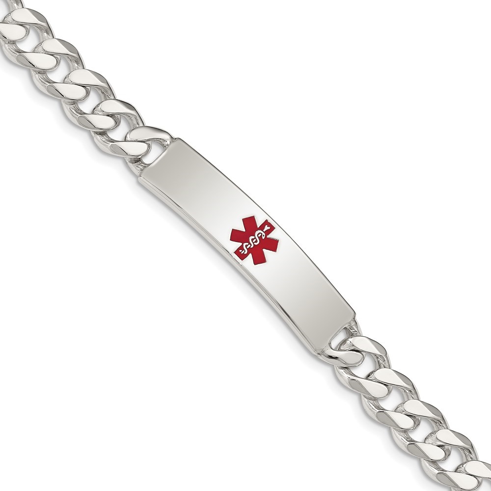 Auriga Fine Jewelry 925 Sterling Silver Curb Link Id Bracelet 7.5 inch for Women (L- 7.5inch, W- 9mm)