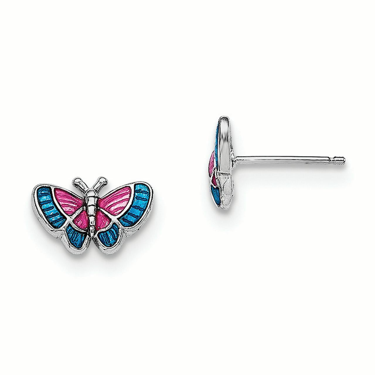 Details about   .925 Sterling Silver 18 MM Madi K Children's Butterfly Dangle Stud Earrings 
