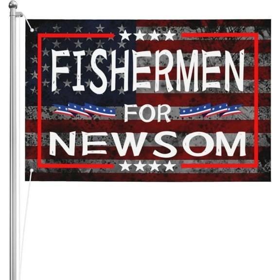 Fishermen For Gavin Newsom Double-Sided 3ply 2x3FT Outdoor Flag - Heavy-Duty Polyester for Indoor and Outdoor Use