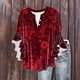 thumbnail image 4 of Tejiojio Women's Casual Printed Top Lace Trim V-Neck 3/4 Sleeves Button Down Fashionable Daily Wear, 4 of 6