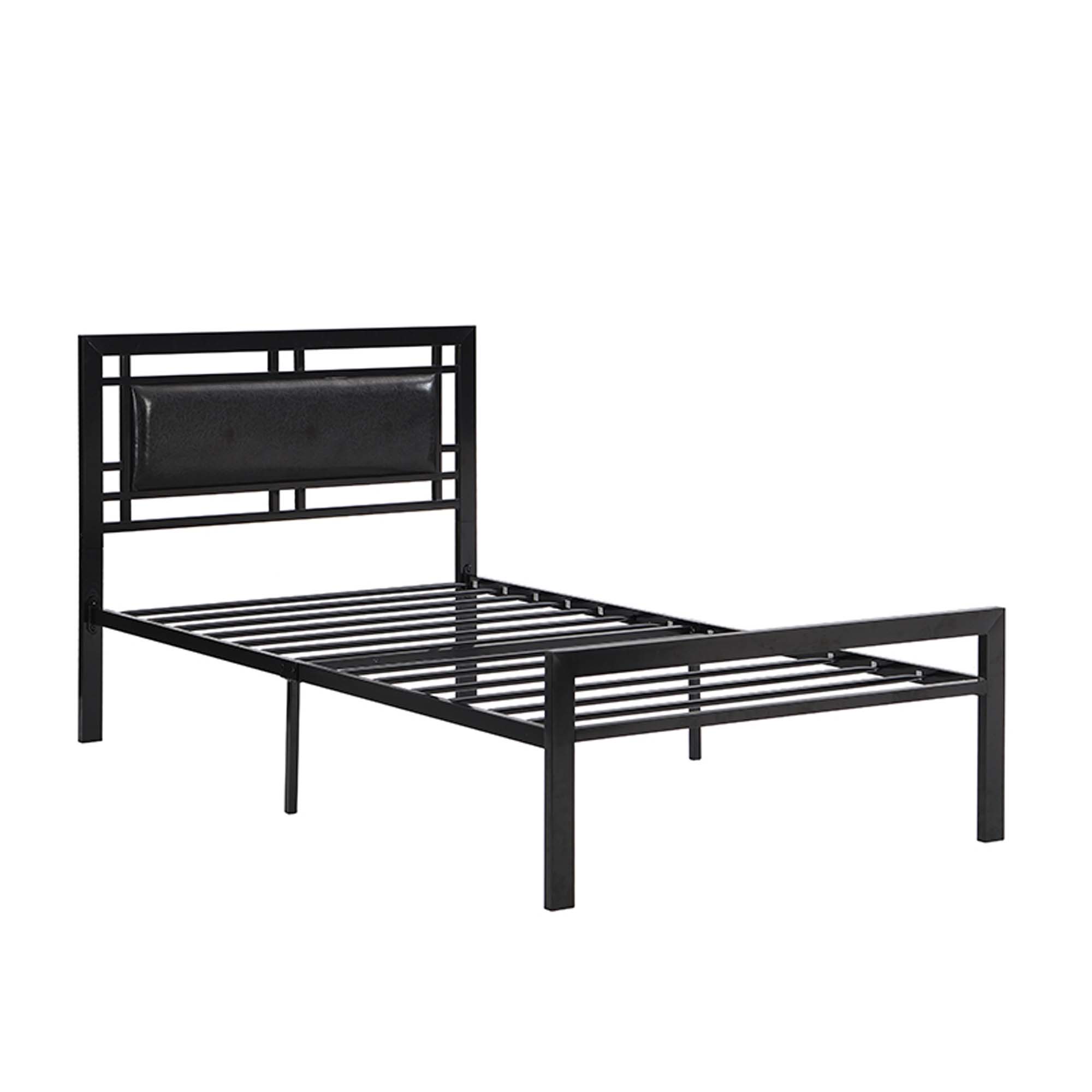 DEALTOPS Metal Platform Twin Bed Frames with Headboard Heavy Duty Steel Slat Support No Noise, Black