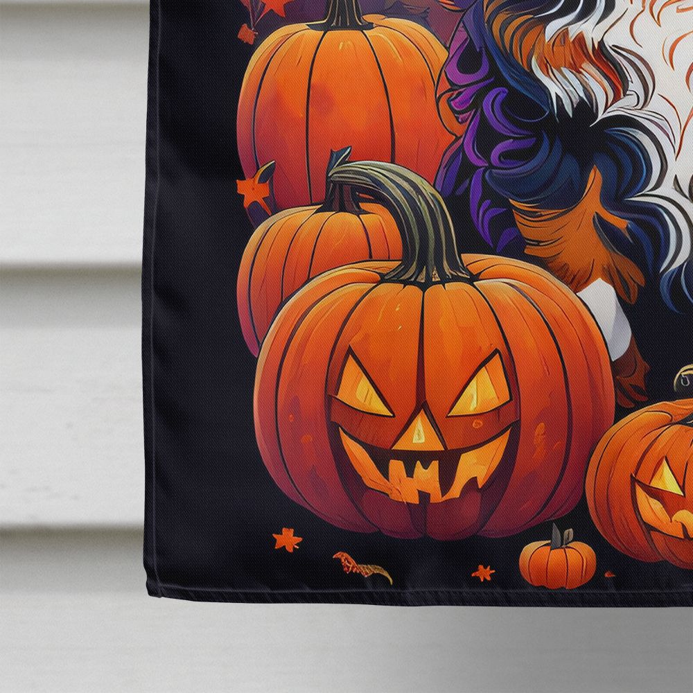 Halloween Bernese Mountain Dog House Flag 28x40IN Double-Sided Polyester Decorative Sleeve Pole Flag for Outdoor Home Garden