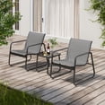 thumbnail image 6 of Asofer 3-Piece Outdoor Patio Furniture Set with Glass Table, Bistro Chairs Set for Poolside, Porch, Lawn, Gray, 6 of 9