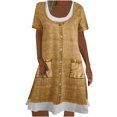 thumbnail image 1 of Vestido de manga corta de dos piezas falso con estampado floral de cuello redondo sexy informal de moda para mujer Fridja bnh323, 1 of 5