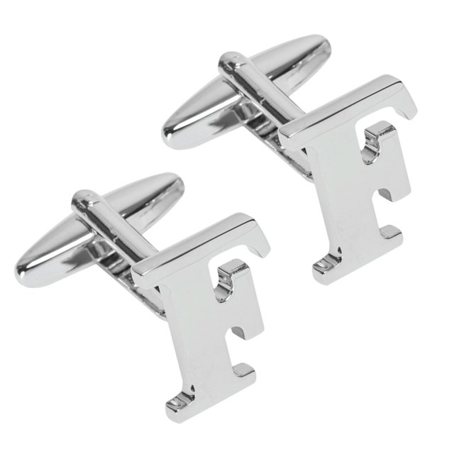 BodyJ4You 2PC Cufflinks Personalized Initials Letter F Men's Button Shirt Business Gift