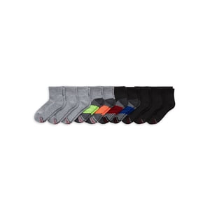 Hanes Boys' X-Temp Performance Ankle Socks, 10-Pack