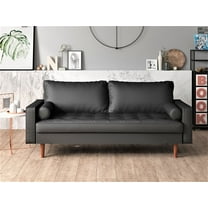 Uspridefurniture Darby 69.7'' Faux Leather Square Arm Sofa,Black