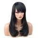 thumbnail image 4 of Peluca De Cabello Humano Recto Ondulado Largo Natural Pelucas Negras Flequillo Lateral Para Mujeres, 4 of 9