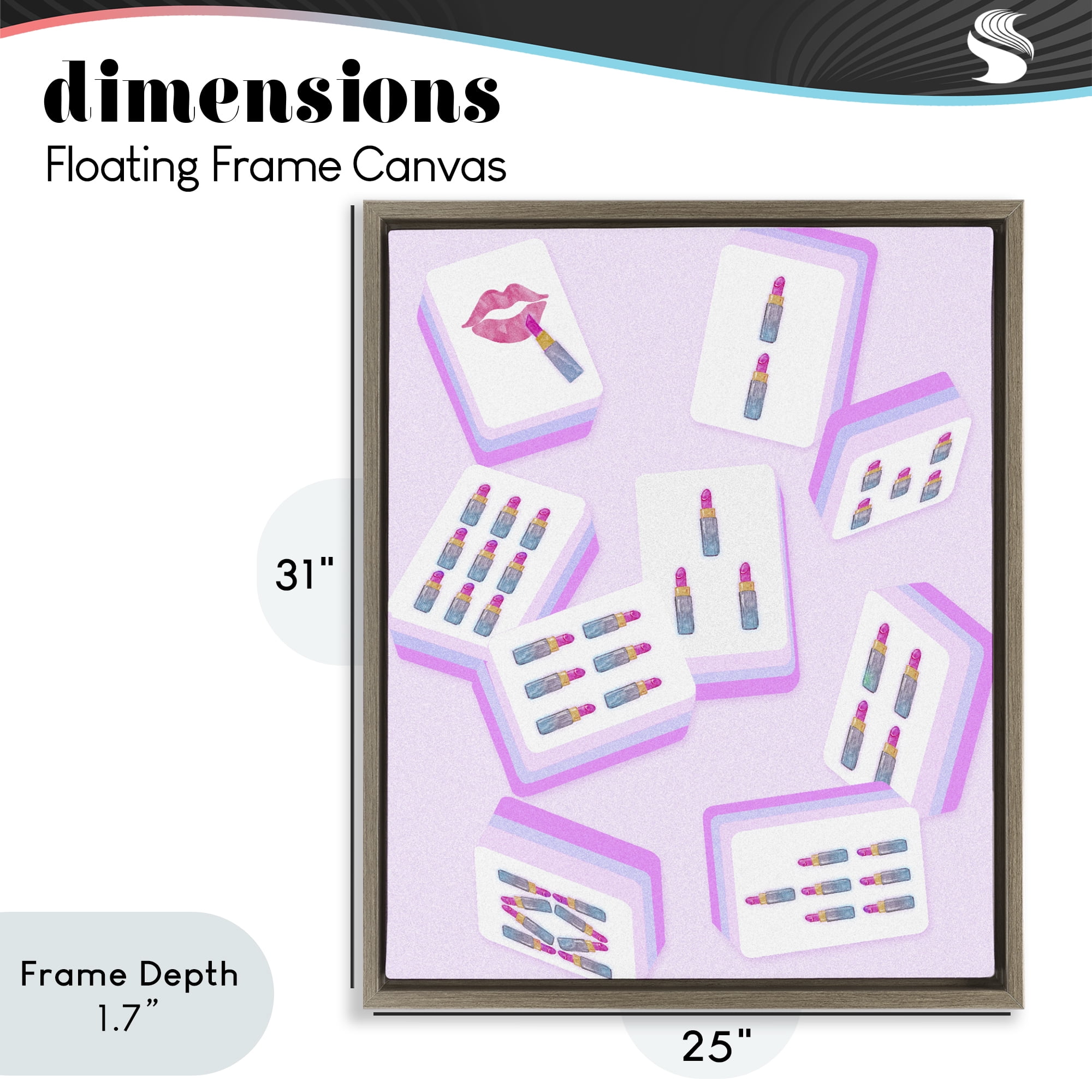 Stupell Industries Glam Lipstick Mahjong Tiles Brown Framed Floater Canvas Wall Art, design by Ziwei Li