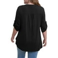thumbnail image 6 of VERABENDI Women's Plus Size Tops 3/4 Sleeve Tunic Shirts A Buckle Decoration V-Neck Blouses,M-4XL, 6 of 6