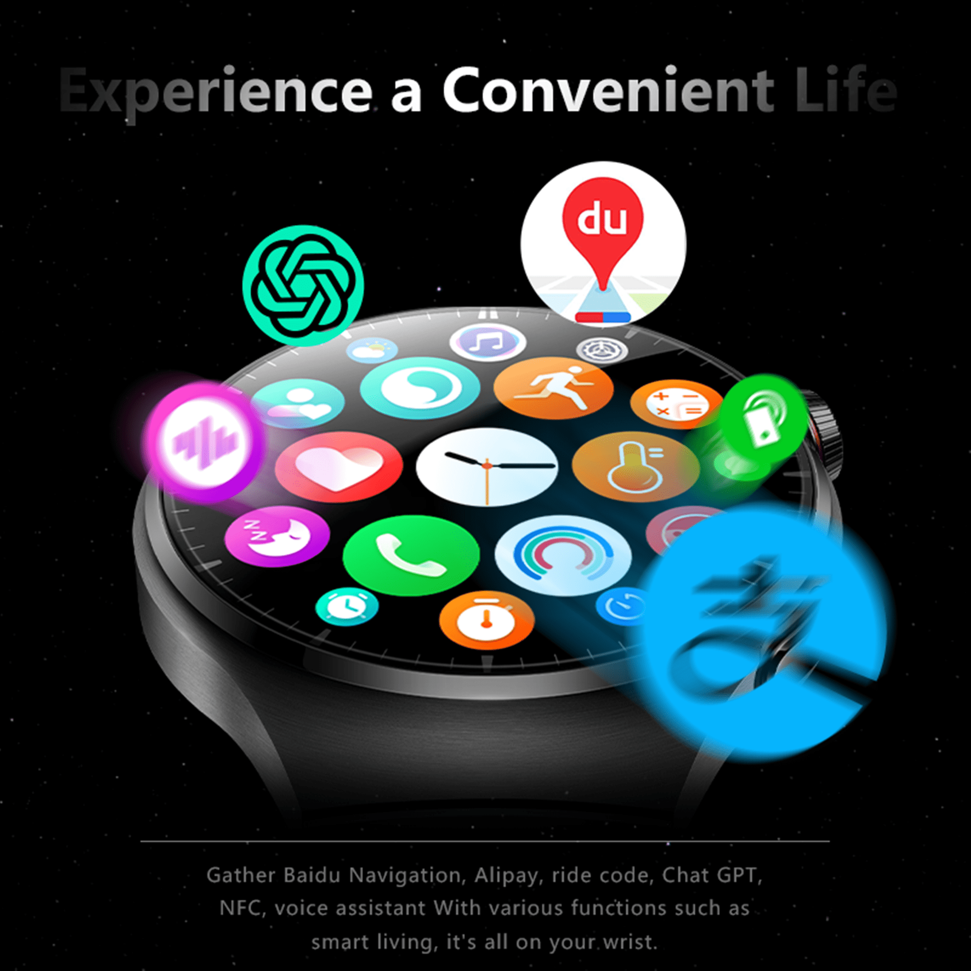 E EYAFA Bluetooth Call Smart Watch JS W4 with 1.5 inch AMOLED Screen for Men and Women-Black