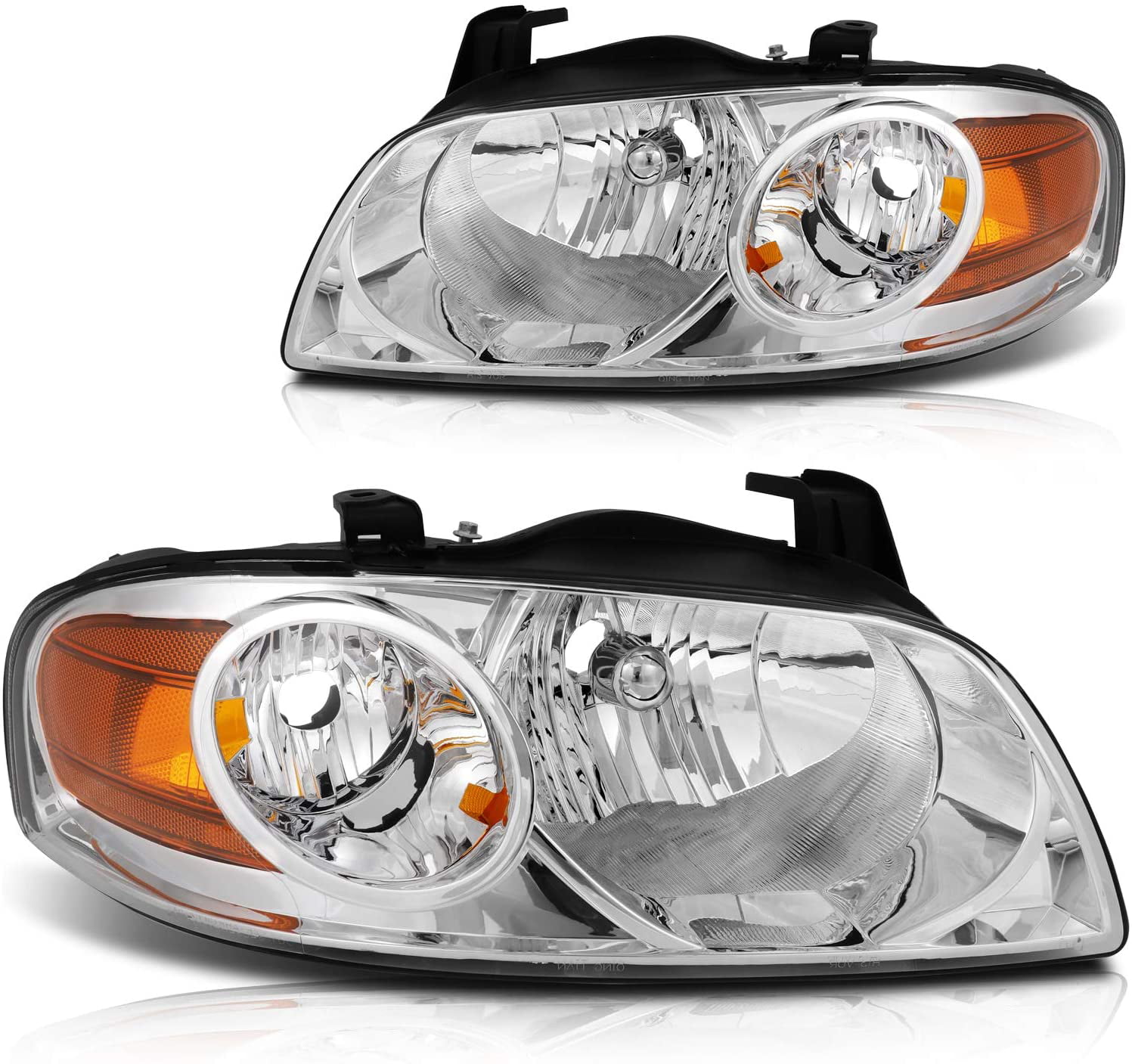 Headlight Assembly Passenger Driver Side Compatible with 2004 2005 2006 Nissan Sentra Factory Style Headlamp Lens Replacement Chrome 