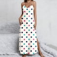 thumbnail image 2 of FRSASU Women's Silk Satin Cami Dress V-Neck Sleeveless Polka Dots Maxi Dresses Bodycon Split Hem Dress Multicolor-B, 2 of 8