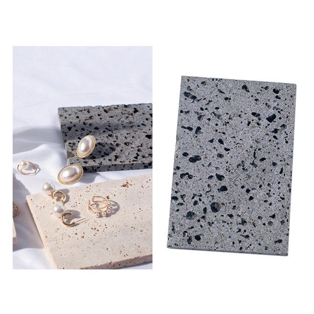 Accesorios de fotografía de natural, accesorios de tiro, bandeja de licencia de exhibición para joyería, cosméticos, lápices biales, decoración rectángulo gris Macarena Piedra Agujeros Naturales