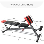Finer Form Multi-Functional FID Weight Bench for Full All-in-One Body Workout – Hyper Back Extension, Roman Chair, Adjustable Ab Sit up Bench, Incline Decline Bench, Flat Bench