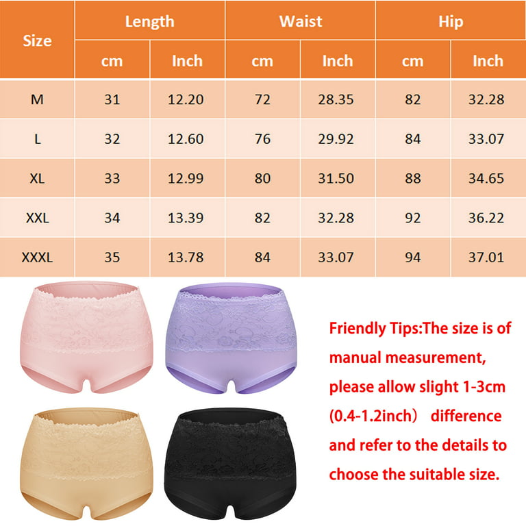 Women's High Waisted Cotton Underwear Ladies Soft Full Briefs Panties 4  Pack, XL