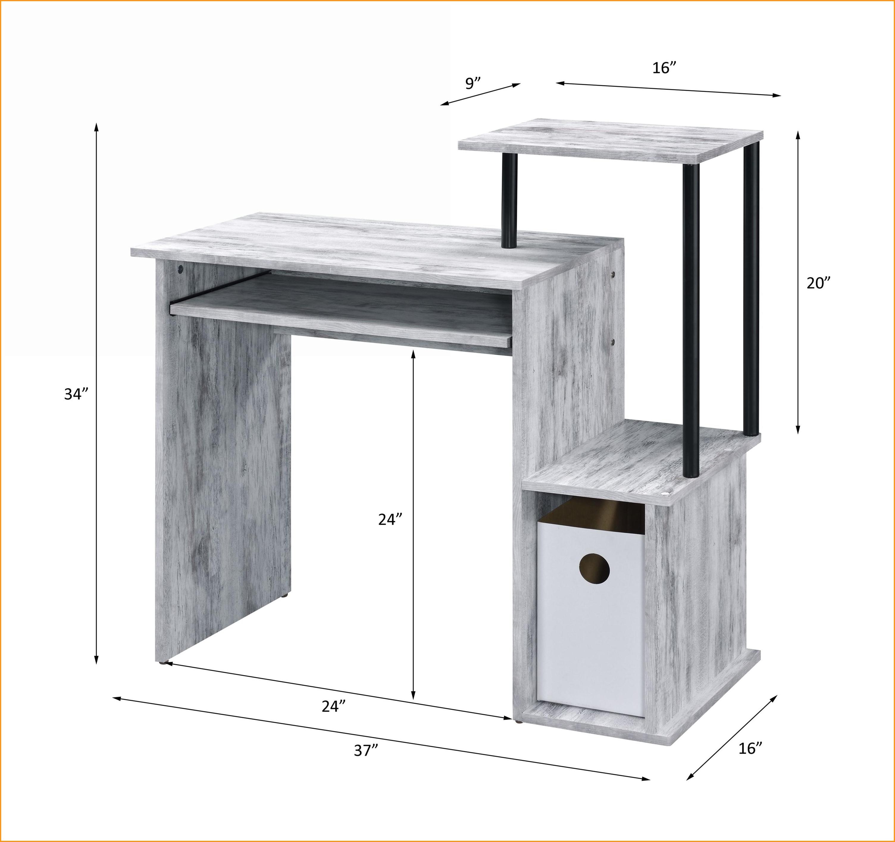 Desks with Keyboard Tray, Storage & Shelf - Antique White & Black Finish | Metal, Synthetic Wood