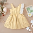 thumbnail image 3 of Baby Girl Dress 18 Months Baby Girls Stripe 24 Months Baby Girls One Shoulder Dress 1Pcs Dress,Yellow, 3 of 7