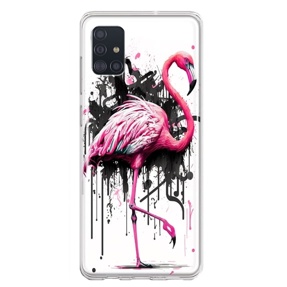 MUNDAZE Samsung Galaxy A31 Shockproof Clear Hybrid Protective Phone Case Pink Flamingo Painting Graffiti Cover