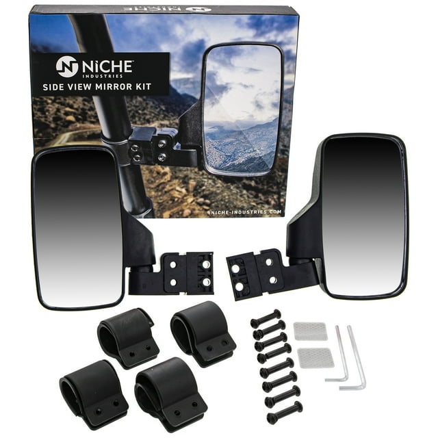Niche UTV Miroir de Vue Latérale pour 1.75 - 2 Pouces Haute Barre de Cage de Rouleau d'Impact Noir 519-KMI2245R