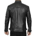 thumbnail image 4 of USTRADEENT Men's Biker Jacket with Lambskin Genuine Leather, 4 of 5