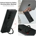 thumbnail image 4 of Compatible with Samsung Galaxy Z Fold 6 Phone Case,Built-in Screen Protector,360° Rotatable Ring Kickstand,Compatible with Mag-Safe,Anti-Scratch Leather Shockproof Rugged Phone Case,Black, 4 of 8