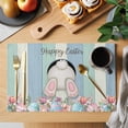 thumbnail image 2 of Easter Rabbit Tail Placemats Set&nbsp;of 1 Spring Floral Watercolor Easter Eggs Blue Green Wood Grain Heat Insulation Washable Place Mats, Non-Slip Table Mats for Dining Table Kitchen,13x19 Inch, 2 of 9