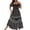 Black, variant on Women's Boho Floral Print Square Neck Beach Party Flowy Ruffle Midi Dress Summer Loose Vacation Sundress White 3XL