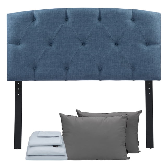 Cabecera King Size Sigma Azul + Almohada 2Pack + Sábanas Softy