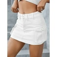 thumbnail image 6 of Douhoow Women Low Waist Cargo Skirts Vintage Mini Skirt Summer Slim Fit Solid Color Skirt with Pockets, 6 of 7