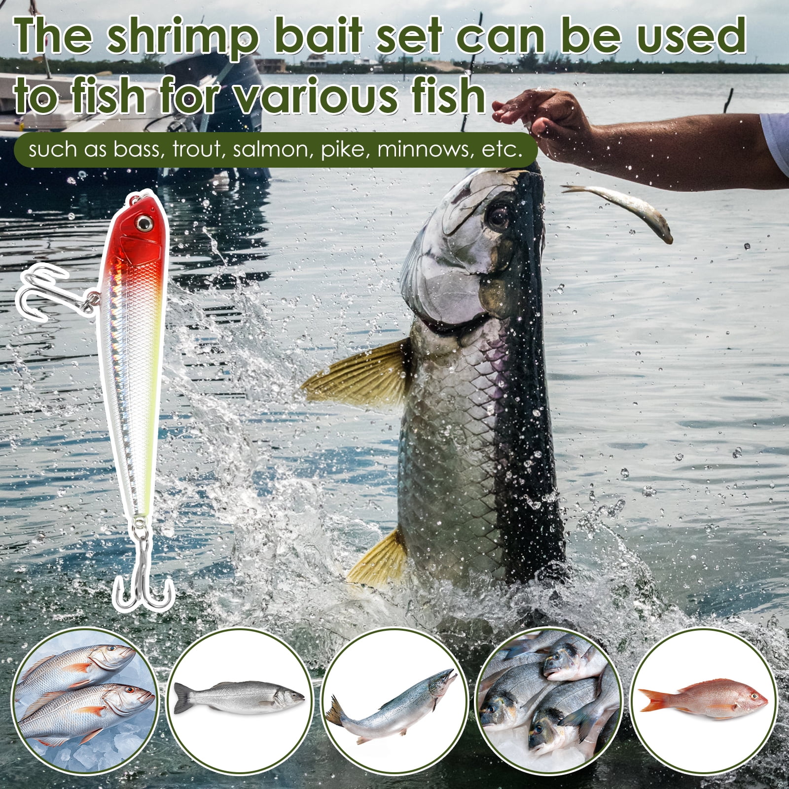 Lzvxtym Fishing Lures,Fishing Lures Kit,Fishing Bait Lure Set for Saltwater Freshwater,with Tackle Box,106Pcs