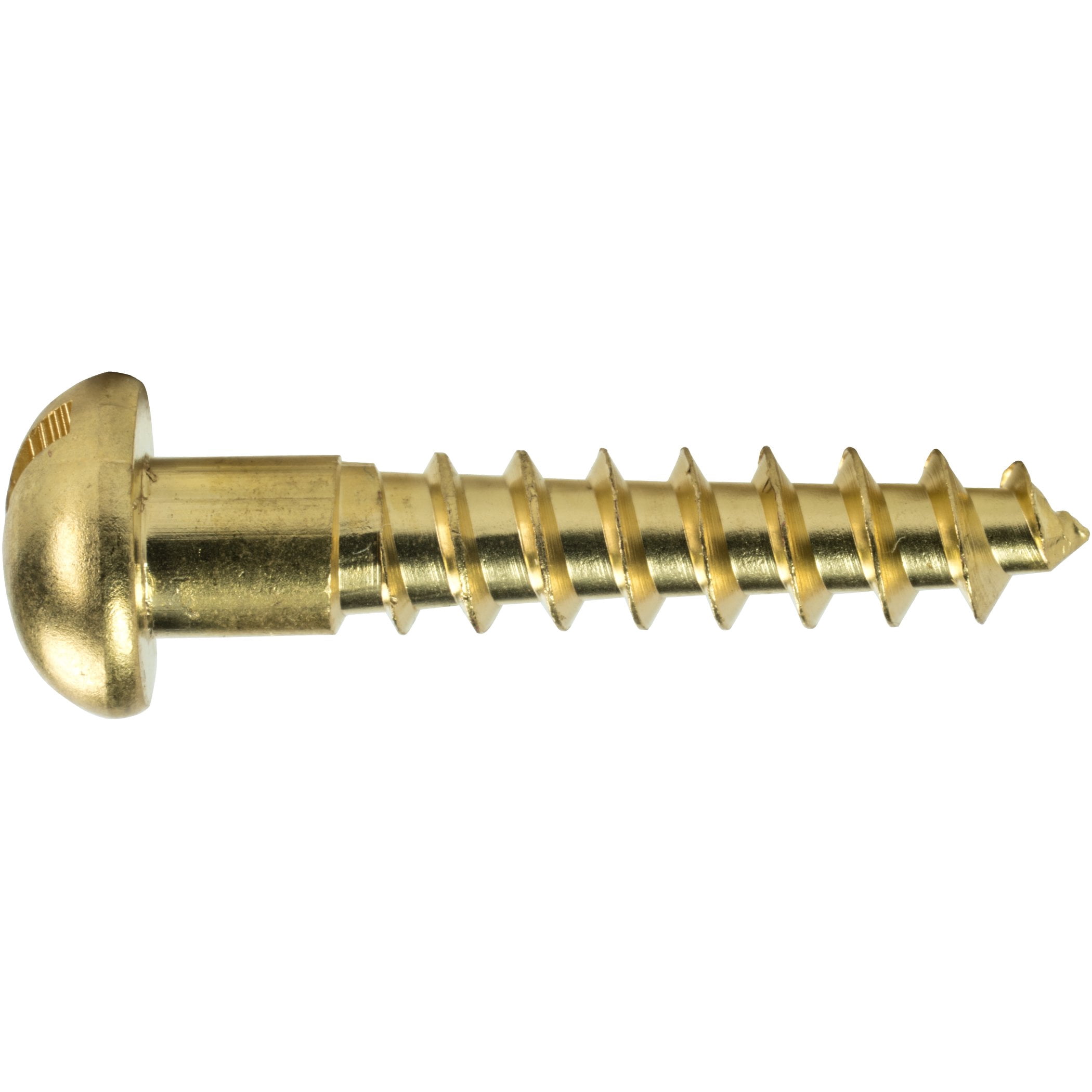 #14 x 1-1/4" Round Head Wood Screws, Solid Brass, Slotted Drive, Partially Threaded, Quantity 25