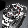 thumbnail image 2 of 2022 relojes de moda para hombre, reloj de pulsera de cuarzo de acero inoxidable de lujo, reloj luminoso con calendario, reloj de cuero informal de negocios para hombre Tan Jianjun unisex, 2 of 2